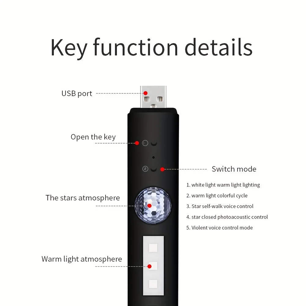 1pc Car RGB Starlight Ambient Lights, Music Sync Color Changing, Dual Use For Car Home, Party DJ Style, P D&S, Gift For Car