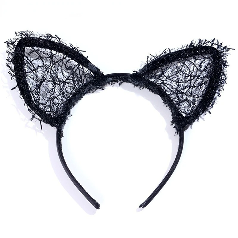 

10pcs Sexy Lovely Black Women Fashion Lace Cat Ears Headband Party Favors for Wedding Birthday Gift Festival Christmas