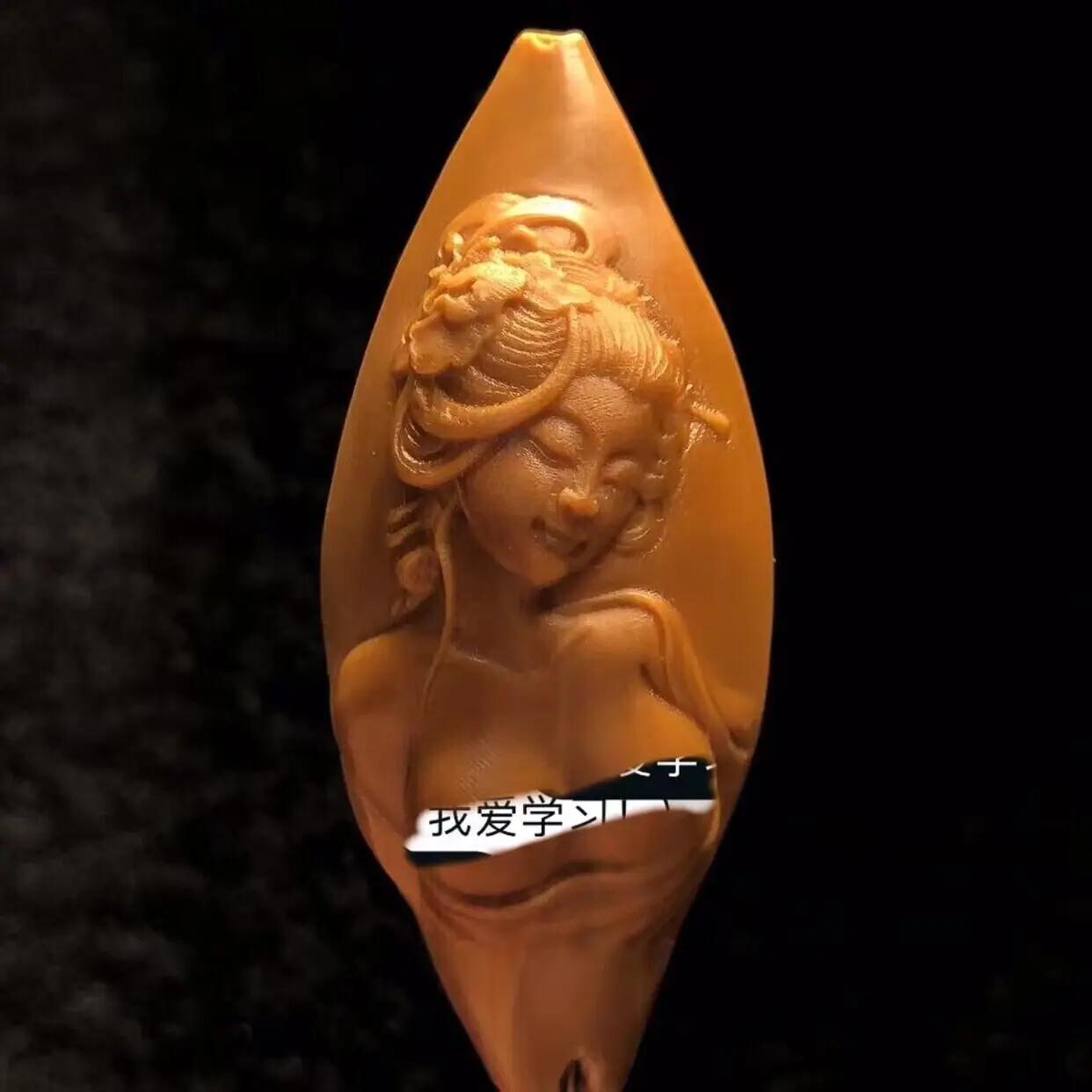 

Chinese exquisite handicraft Natural Olive Dentoliva Carved Bead Beauty Girl Statue