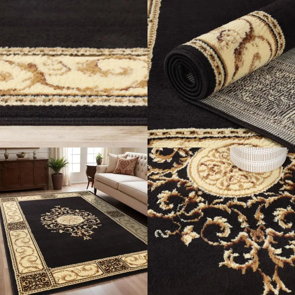 

Стильный ковер-медальон 4' x 6' с цветочным узором и джутовой основой