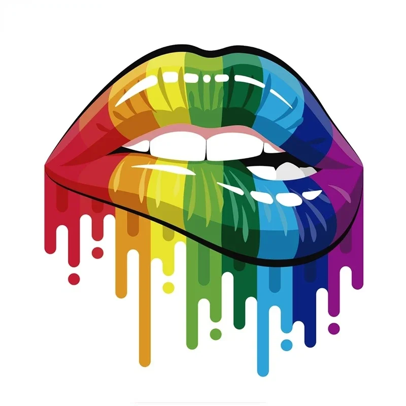 

Car Stickers Personalized Creative Stickers Rainbow Lips Car Decoration Waterproof and Sunscreen PVC 14*14cm