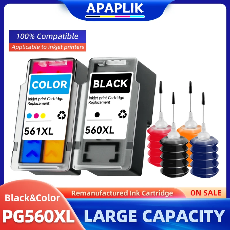 560XL 561XL For Canon PG-560 CL-561 XL Compatible Ink Cartridges Refill Kit For Pixma TS5350 TS7450 TS5351 TS5352 TS5353 TS7451