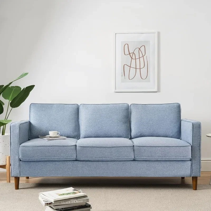 

Mellow HANA Modern Linen Fabric Loveseat / Sofa / Couch with Armrest Pockets, Dusty Blue sofa set living room furniture