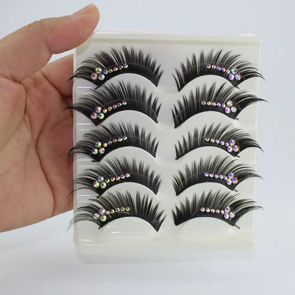 fiber Shiny Spiky Glitter Eye Extension Fuffy Lashes Diamond Manga Lashes Thick Long Eye Lashes Cat Eye False Eyelashes