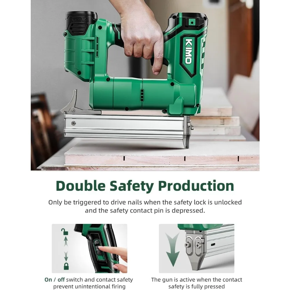 Paku Tembak Tanpa Kabel 18 Gauge dengan Baterai Ganda 2.0Ah dan Pengisi Daya Cepat, Termasuk 5000 Paku, Trigger Tunggal dan Kontak, 180 Paku