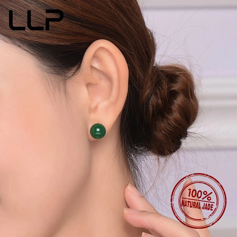 

Natural Agate Chalcedony Round Earring 925 Silver Designer Fashion Elegant Sexy Young Girls Jewelry Luxury Couple Holiday Gifts