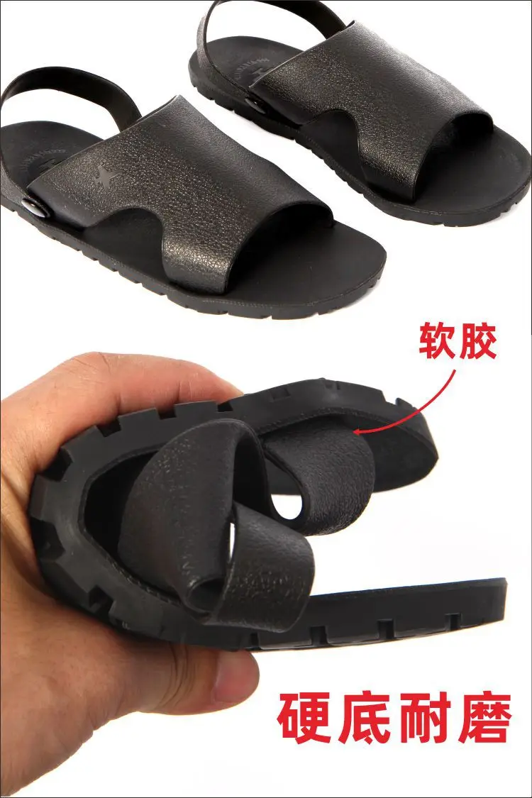 Summer Sandals for Men Outdoor Casual Sport Slippers PU Leather Non-slip Breathable Roman Shoes Beach Flip-Flop Garden Shoes