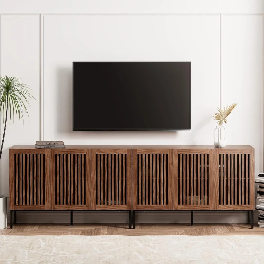 "مركز ترفيه على طراز المزرعة مقاس 100 بوصة مع مساحة تخزين وقاعدة معدنية، بني متوسط" #2