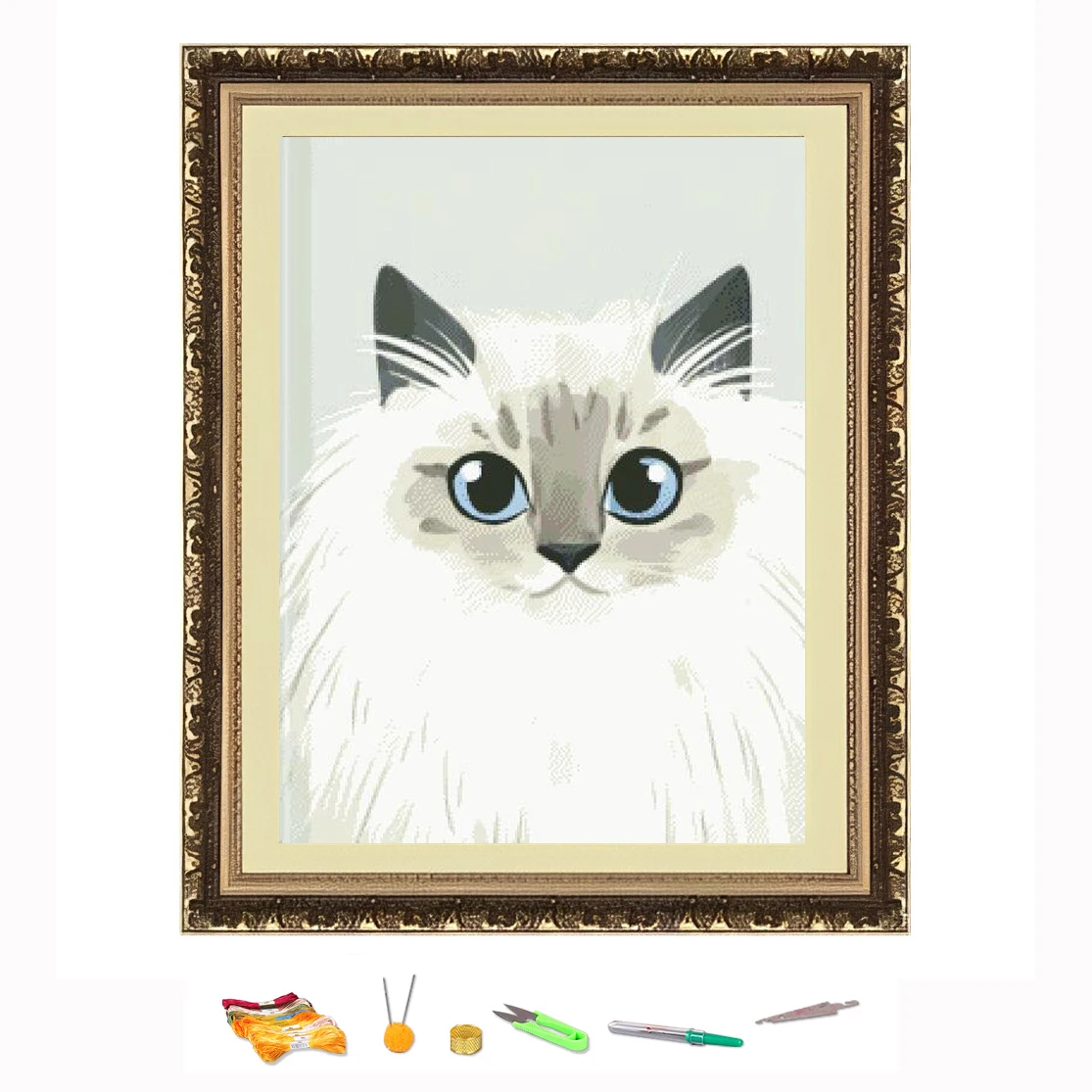 

Вышивка крестиком, мультяшный кот-2, нить для рисования, набор для рукоделия «сделай сам», украшение, напечатанный на Canva 11CT