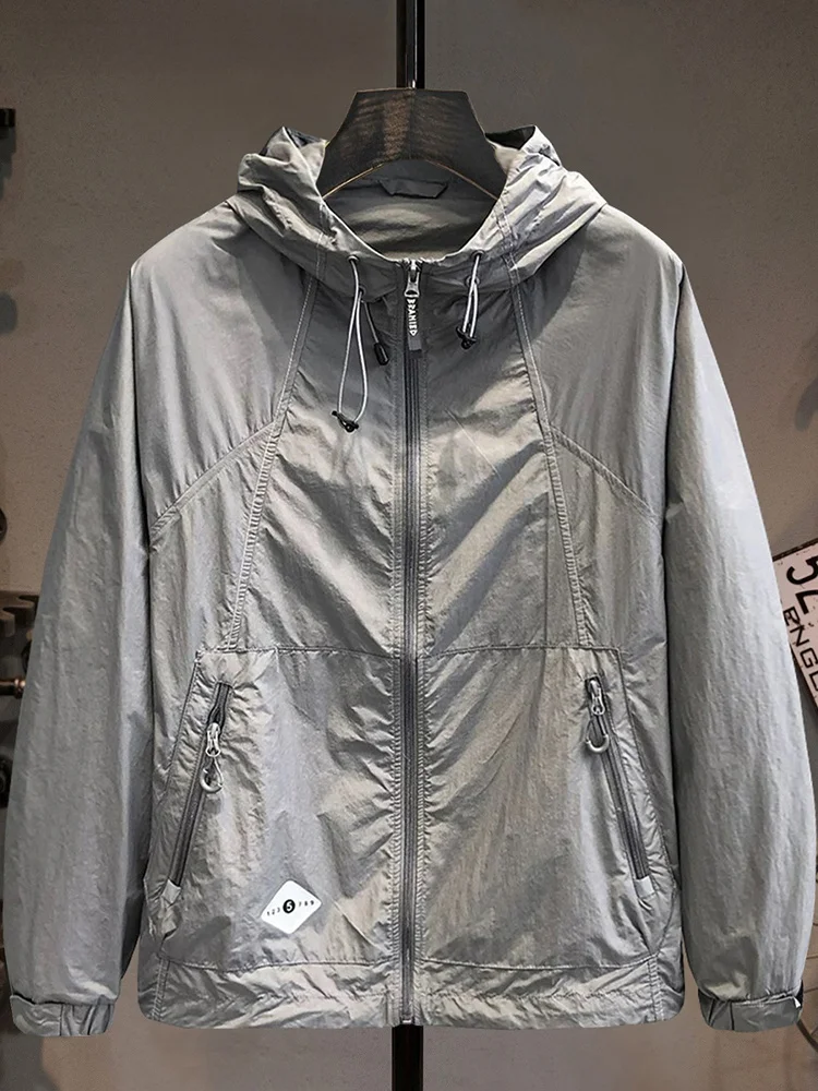 

Lightweight Qui-Dry Sun Protection Clothing Men's Outdoor Hooded Trendy Cool Feeling Ice Silk Casual Top Coat