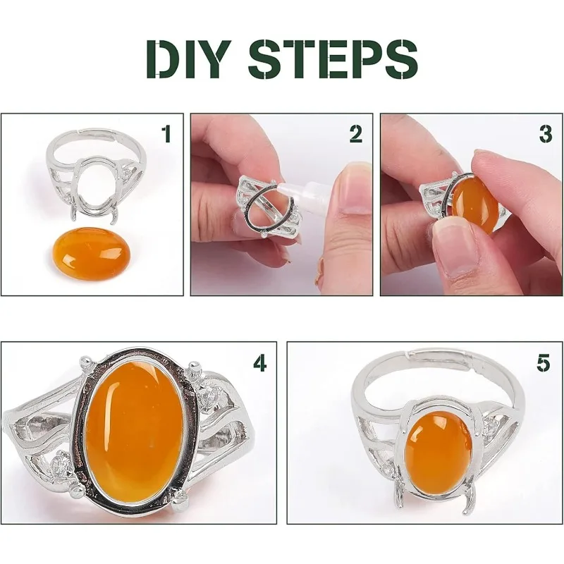 10 шт., Платиновое кольцо с 4 зажимами, пустое регулируемое латунное кольцо для пальцев, компоненты зубчатого кольца для овальных камней 11 мм, кабошон