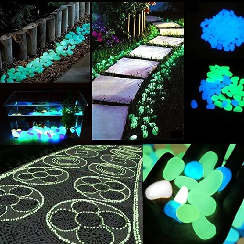 2-3cm Luminous Stones Glow In Dark Rocks In Bulk Garden Pebbles Fish Tank For Aquarium Outdoor Decoration White Mix Color 1000