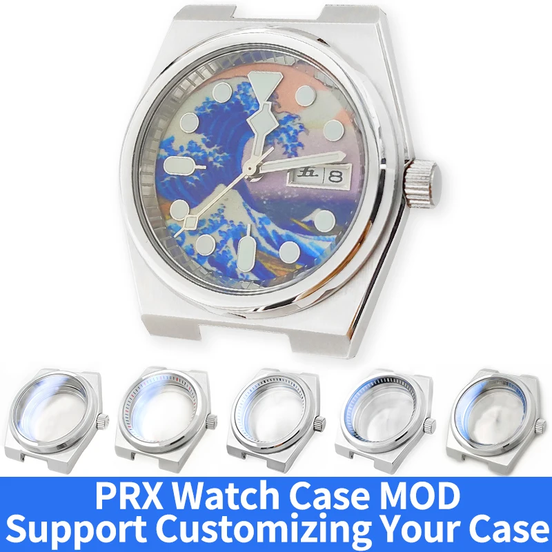 

Silver PRX Watch Case MDO Fits SKX007 NH35 4R36 Movement 3'o Clock Stainless Steel Charpter Ring Polishing/Brushed Watch Part