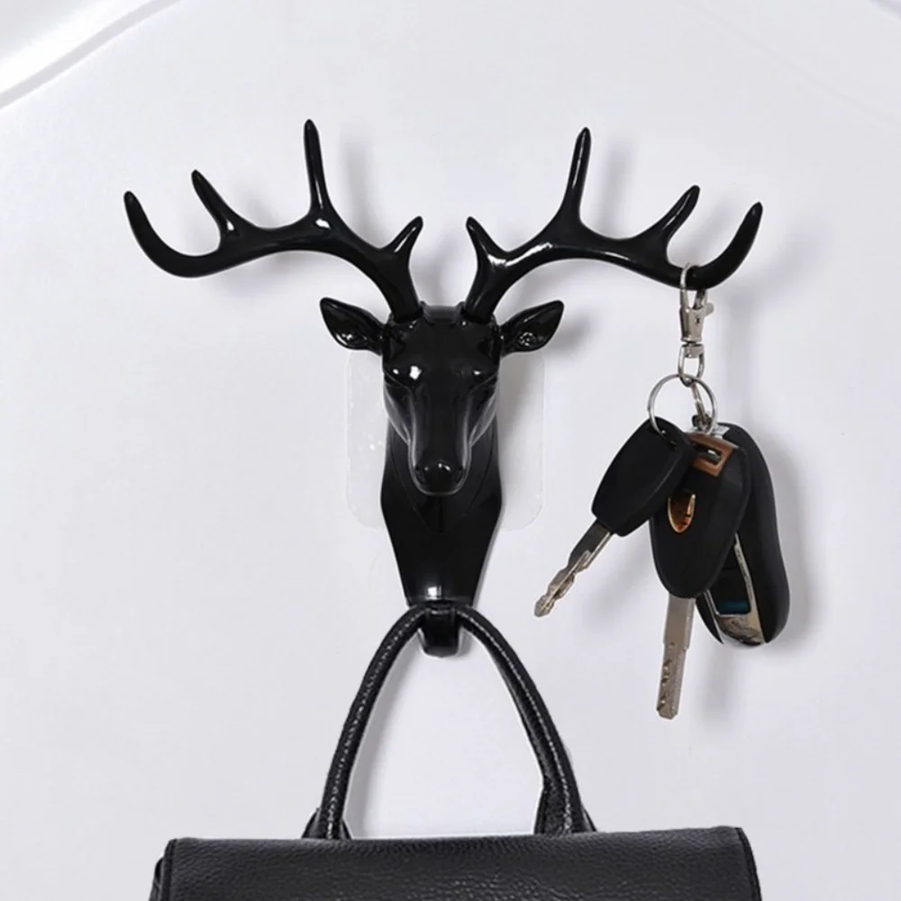 Deer horn hook Nordic wall key decoration traceless small hook creative personality deer head storage rack wall key wall hook