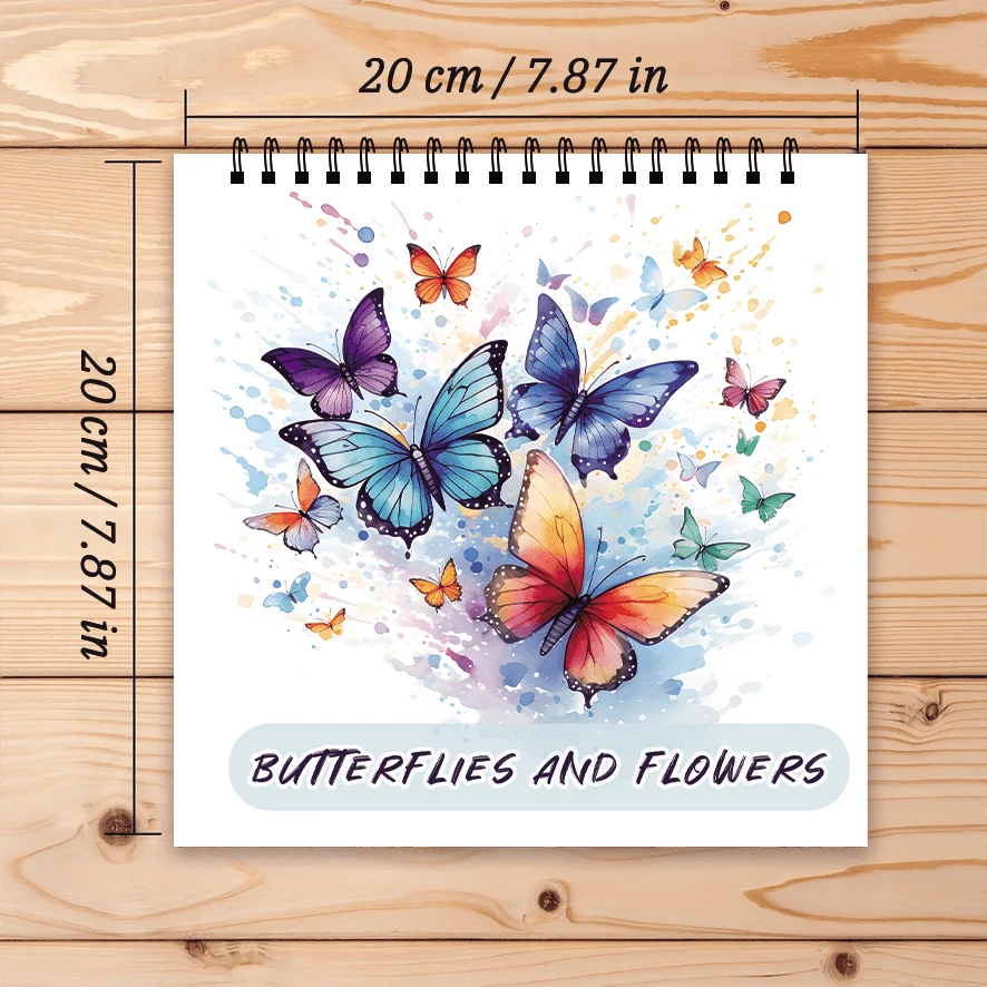 Coloring Book - 7.87 x 7.87 inches 32 pages Adult Butterfly Coloring Book - Helps to soothe, doodle, holiday party gift