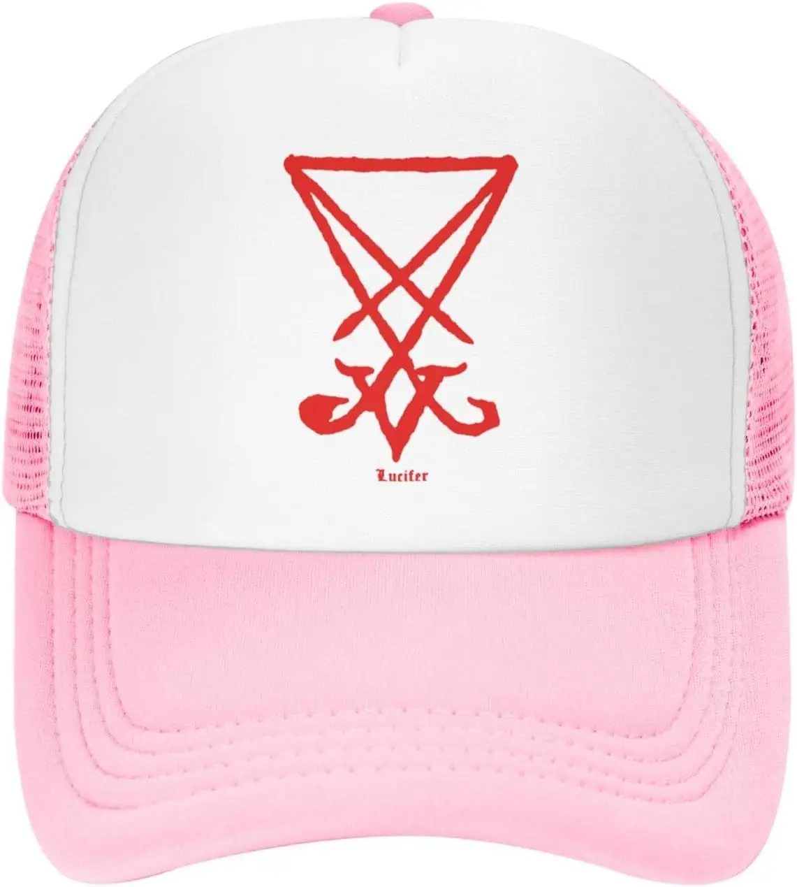 Lucifer Sigil Trucker Hat Unisex Mesh Snapback Cap Pink Visor Casual Outdoor Baseball Hat