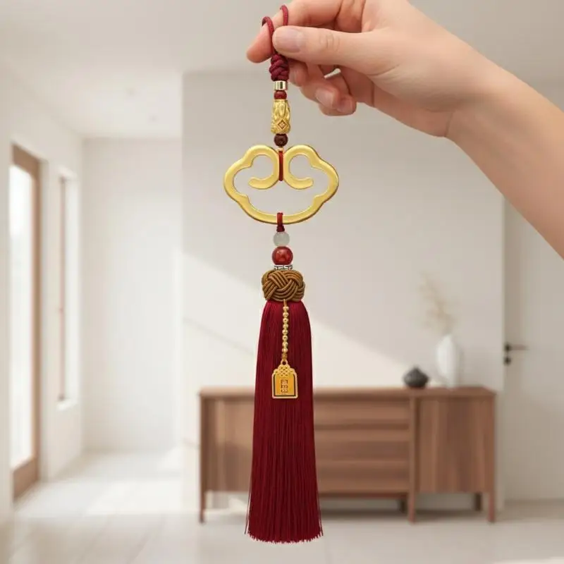 Cloud Shape Lock Tassel Chinese Ornament for Your Car Home Decoration