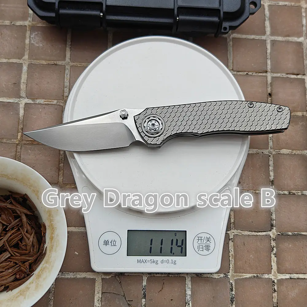 

3 "жемчужный камень, промытый M390, лезвие Kody Eutsler Dukling, титановая ручка, керамический подшипник, нож JUFULE, карманный нож для лагеря, уличный инструмент EDC