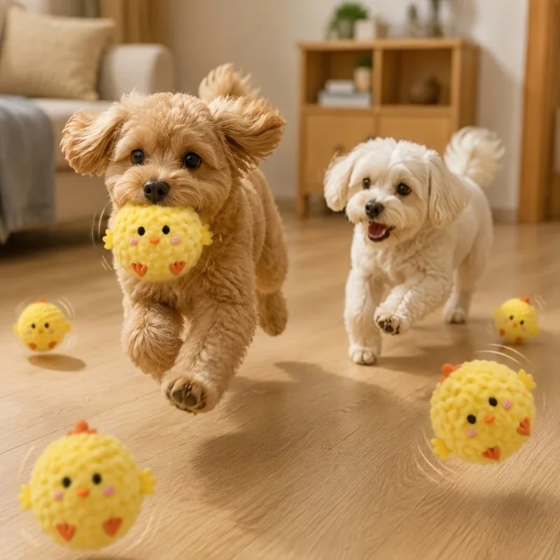 Piece Pet Chick-Shaped Sound-Making Toy Mini Elastic Ball for Pets Sound Toy for Entertainment Teeth Grinding, Durable Chew Toy