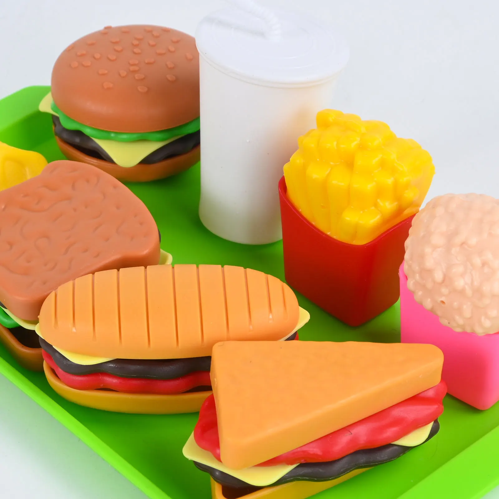 Hamburger 9-delige set maaltijd, frietjes sandwich, westerse keuken simulatie, thuis gekookt voedsel, jongens en meisjes, kinderspeelgoed
