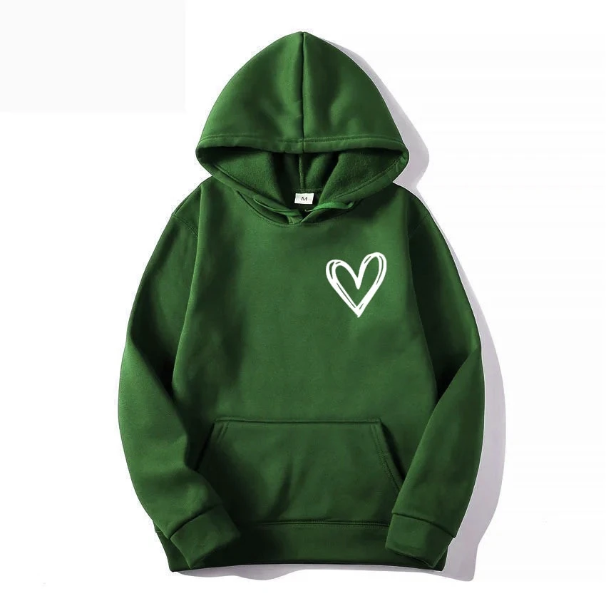 

2025 autumn new style unisex solid color heart sweatshirt comfortable and loose suitable for couples to wear the same style