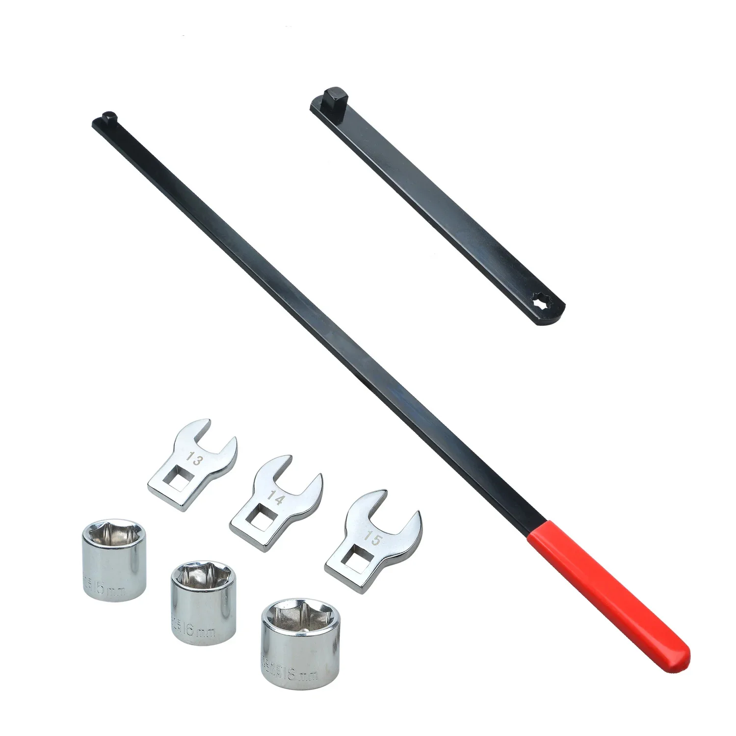 

Универсальный набор инструментов для натяжителя змеевидного ремня, 8 шт., регулируемый ключ с приводом 3/8 дюйма и 1/2 дюйма для ремонта автомобилей