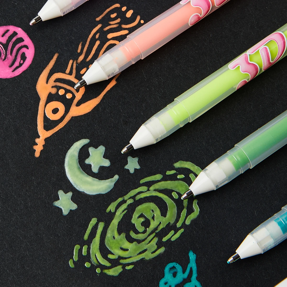 SHANDS 12PCS 3D Jelly Gel Pens Set, 1.0mm Bold Tip, Vibrant Ink, Quick-Dry & Smooth for Drawing, Journaling & Back to School