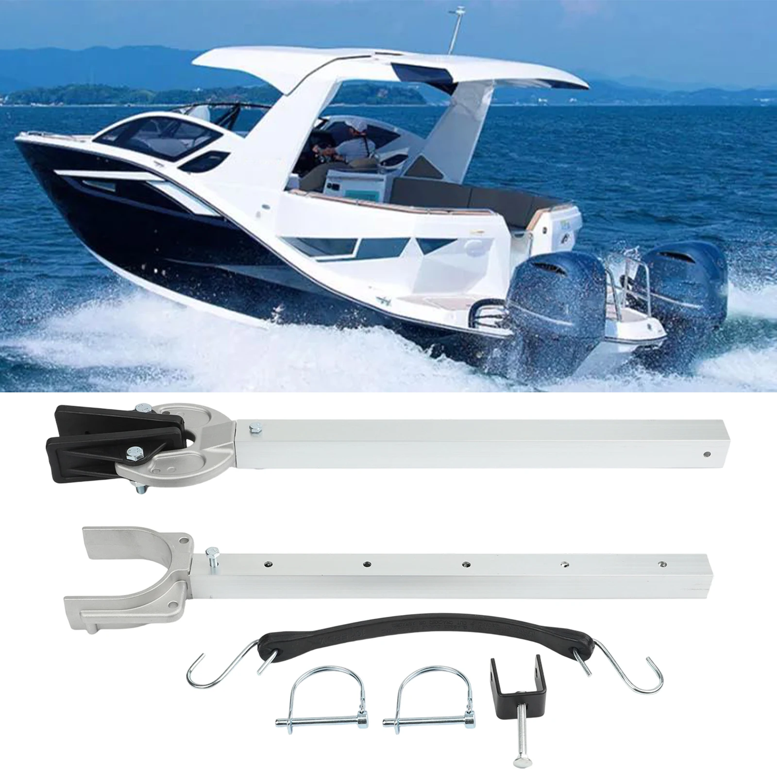 

Boat Transom Saver Motor Support Adjustable Length 23 to 35 Inches Heavy Duty Composite Head Resistant Coating