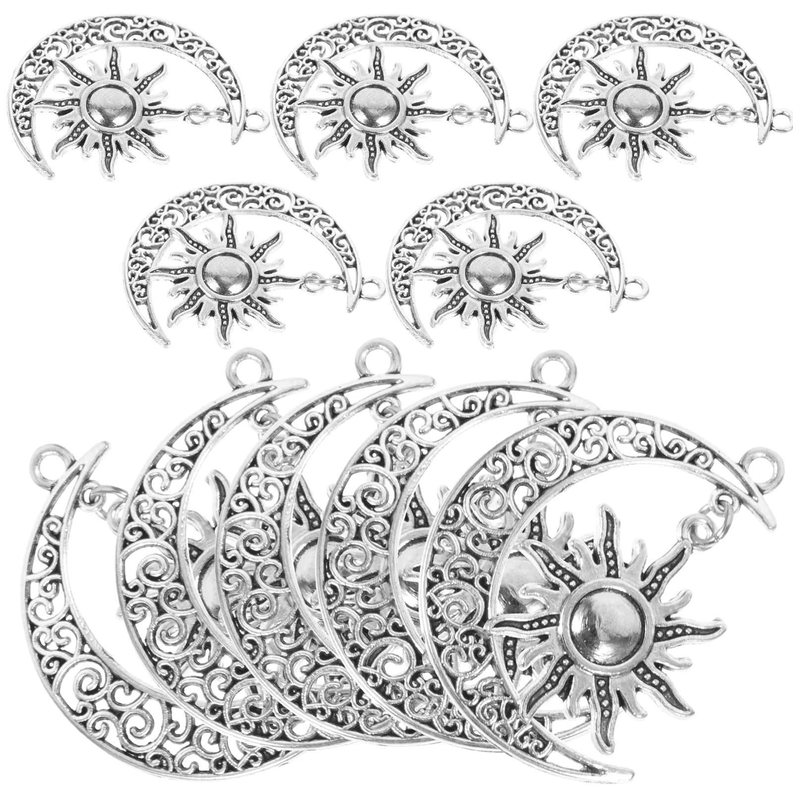 10 قطع القمر الشمس قلادة سبيكة مجوهرات DIY قلادة سحر لصنع الإكسسوارات أساور فضية وملكة جمال