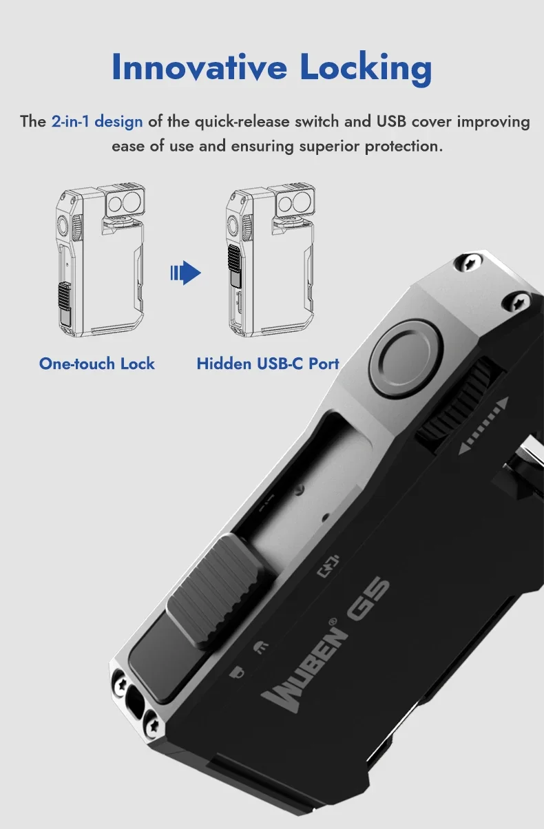 WUBEN G5 Rechargeable EDC Powerful RGB Flashights, 400 Lumens Portable Flat Mini Flashlights, Magnetic Keychain Light