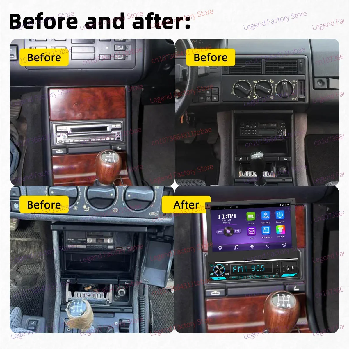 Carplay Android Auto 7 Inch Retractable Screen Android Car Multimedia 1 Din Radio for Citroen XM 1994-2000 Stereo Head Unit GPS