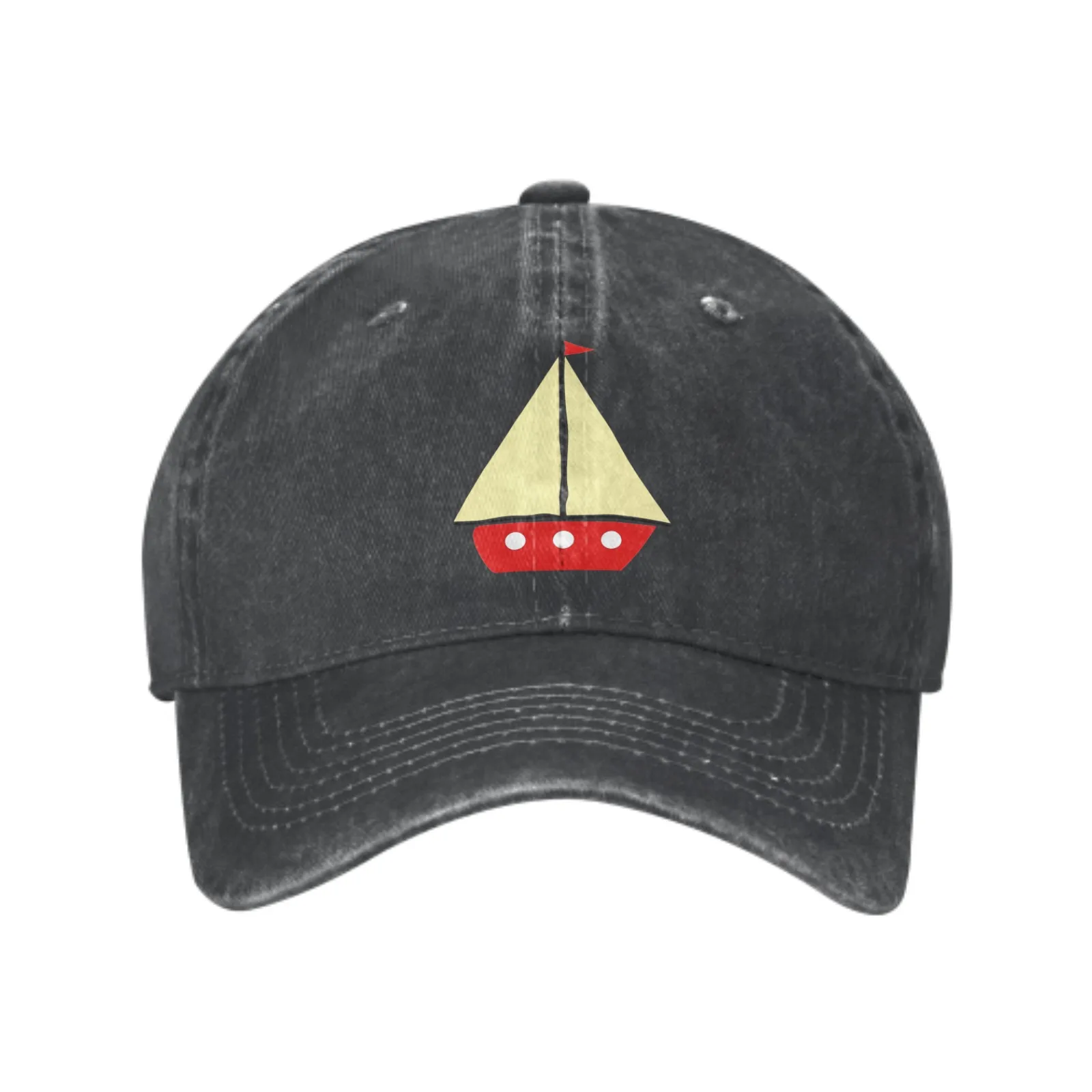 Topi bisbol perahu layar kartun topi Denim dewasa topi mode katun dicuci uniseks olahraga luar ruangan dapat disesuaikan harian