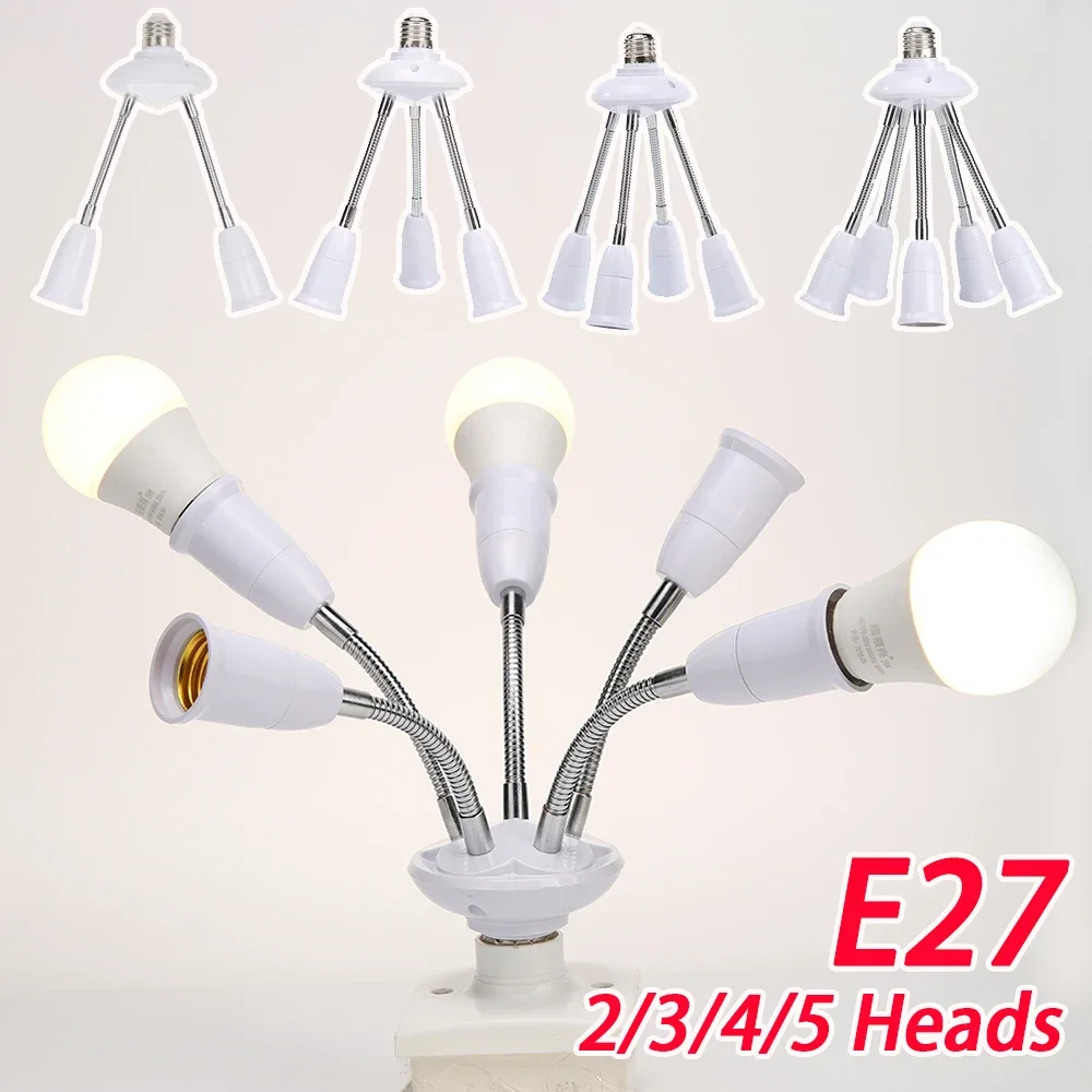 E27 to E27 LED Bulb Lamp Holder 2 in 1/3 in 1/4 in 1/5 in 1 E27 Base Socket Splitter LED Lamp Socket Light Bulb Adapter Holder