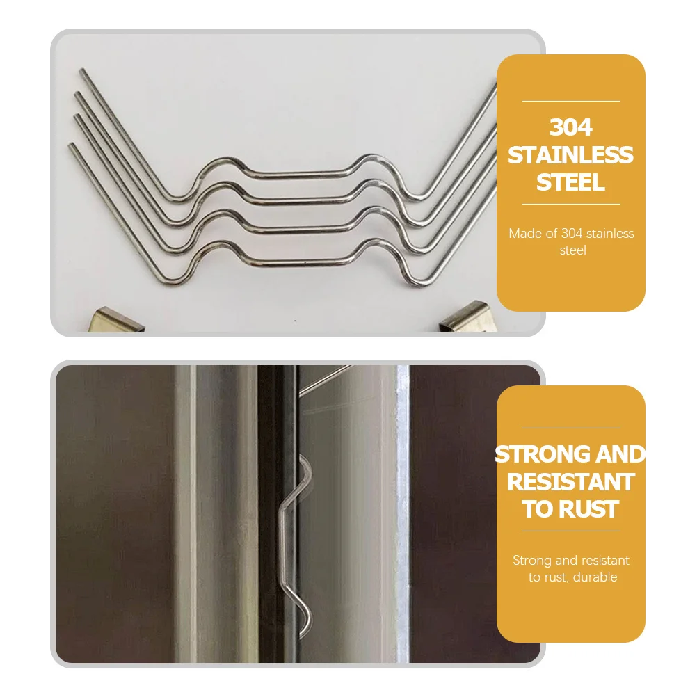 

50Set Greenhouse Glass Clips Stainless Steel W Fixing Clips Pane Clamps for Garden Window Glass Plate Protection