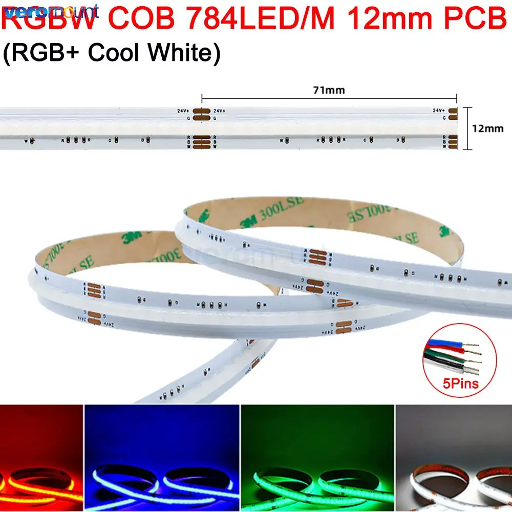 RGBW RGB RGBCCT pasek COB LED 12V 24VDC 768 840 diod/m elastyczny wysoki jasny kolorowy pasek taśma oświetleniowa LED do wystrój wnętrz