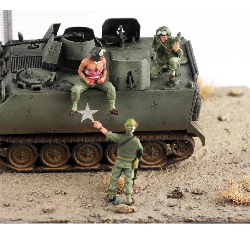 1:72 مقياس نموذج 3 قطعة الجنود المدرعة الأمريكي الراحة واستعادة الجندي عمل الشكل DIY بها بنفسك المشهد مجموعة الإكسسوارات العرض #6