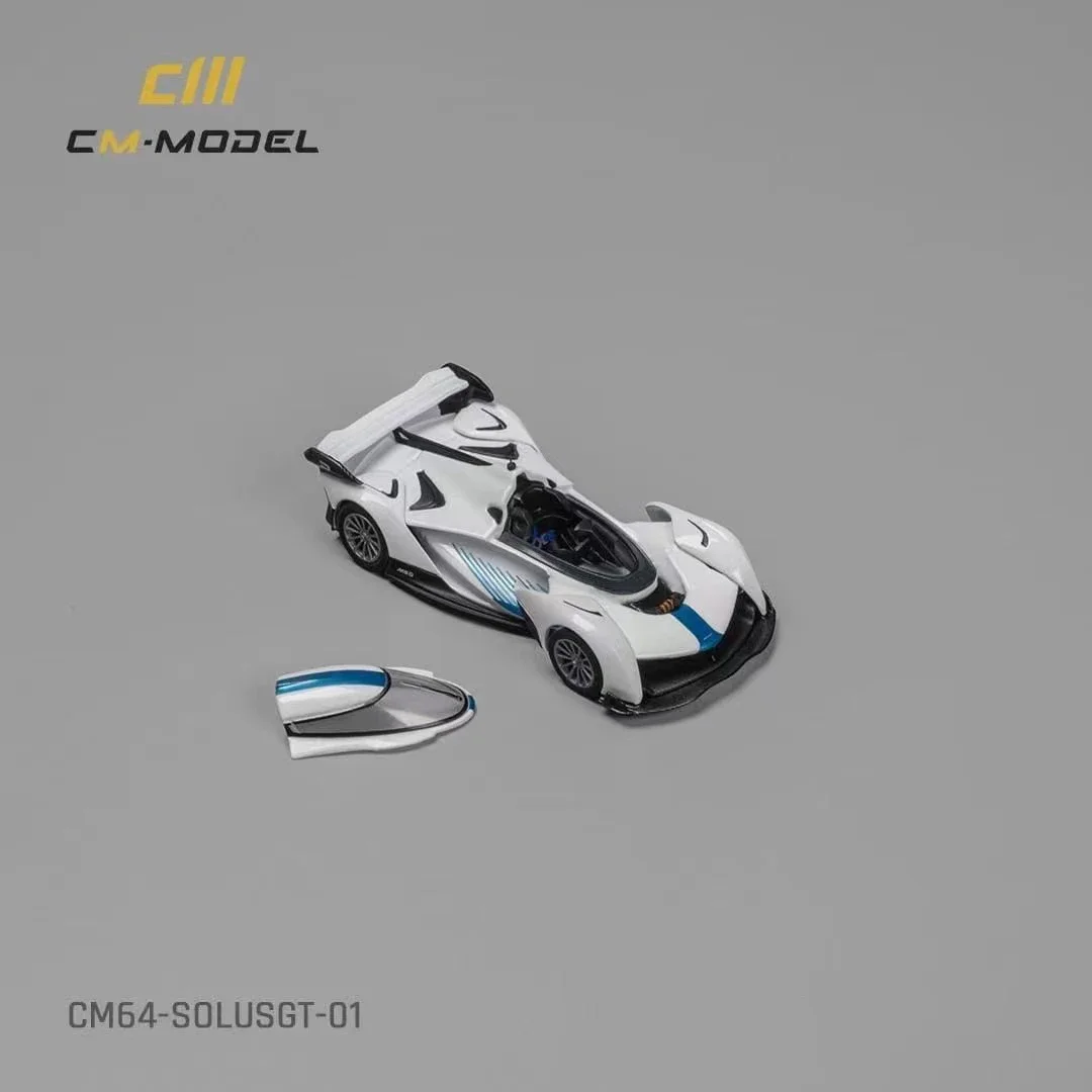 CM 1:64 Solus GT V10 White Removable Roof Diecast Diorama Car Model Collection Miniature Toy