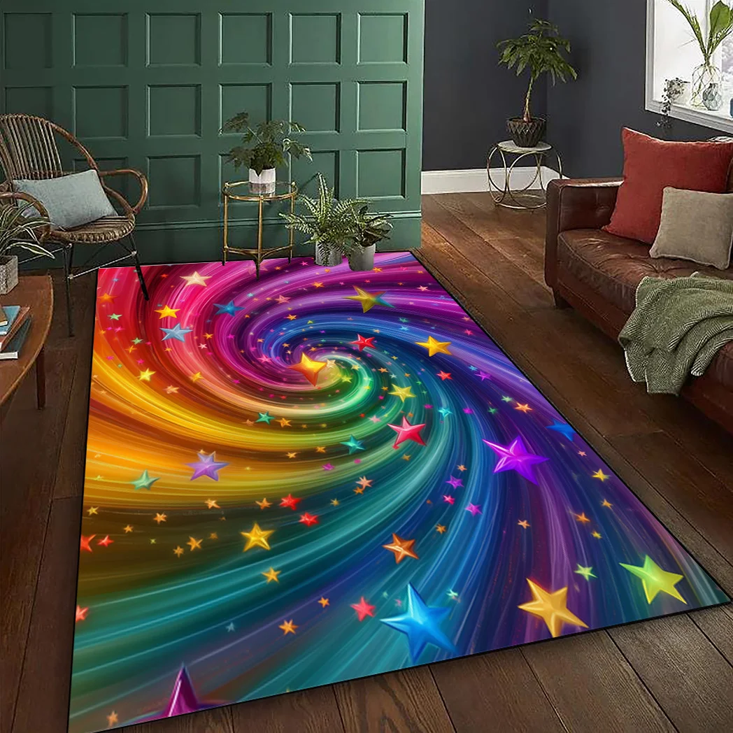 

Colorful Rug with Swirl and Star Pattern, Suitable for Hallways and Offices, Outdoor Rug [crystal Velvet Polka Dot Plastic Base