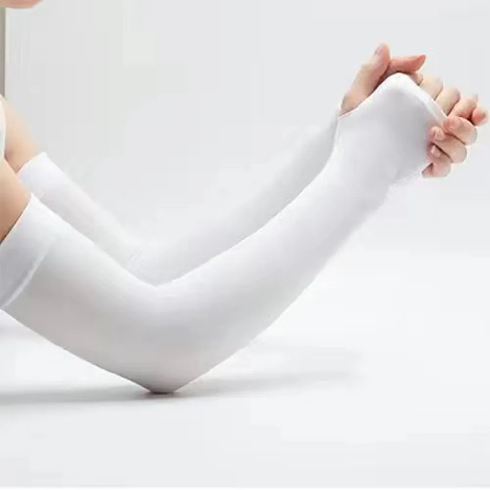 1Pair Summer Ice Silk Arm Sleeves Breathable Cycling Arm Protection Outdoor Sun UV Protect Sports Sunscreen Arm Cuff Sleeve