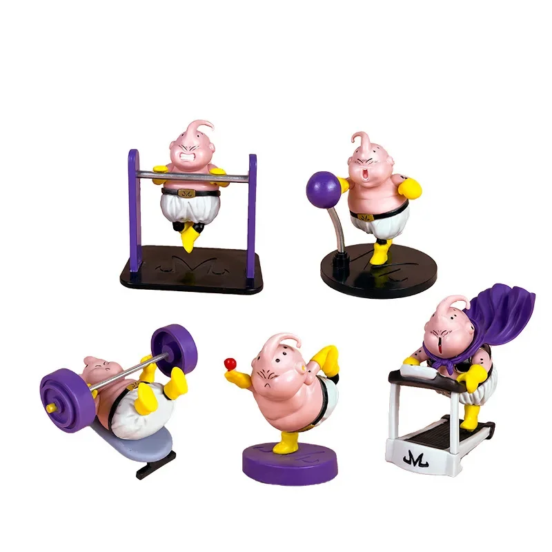 Dragon Ball Anime Figure Majin Buu Fitness Gk Muscle Fat Buou Pvc Horizontal Bar Running Animation Model Decoration Doll Toys