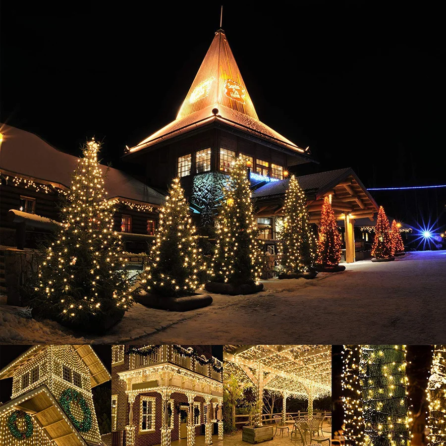 Tirvose-guirnalda de luces LED de Navidad para exteriores, guirnalda de luces de jardín de hadas para el hogar, árbol de Navidad, decoración de fiesta de boda, 8 modos, 20/30/50M