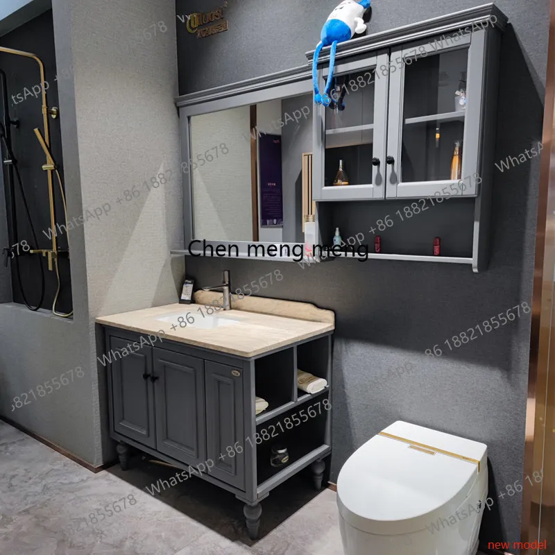 Bathroom American oak bathroom cabinet floor-to-ceiling, hand wash basin cabinet combination bathroom solid wood washstandA178