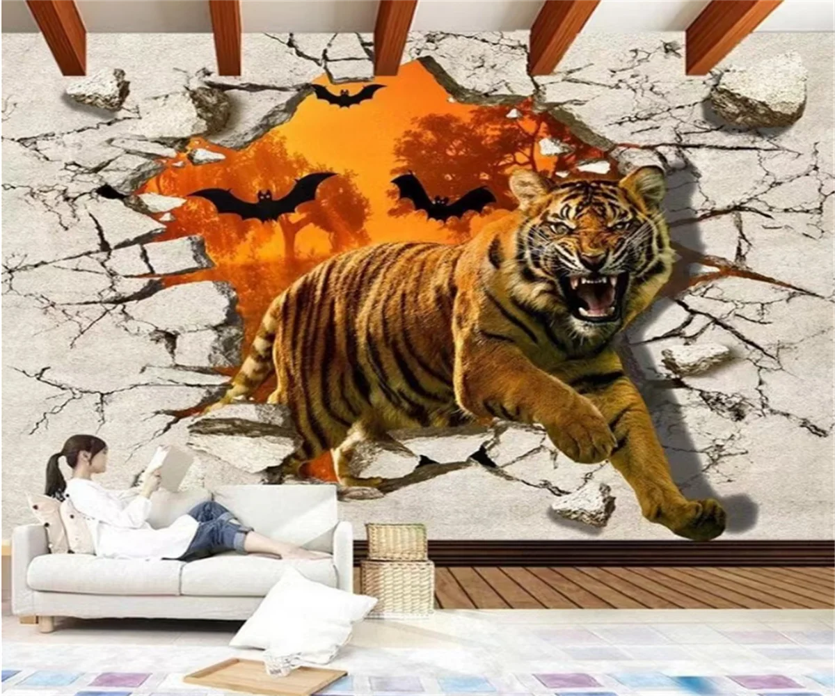 Custom wallpaper Abstract tiger animal mural home decoration Children's room background wall Decorative wallpaper