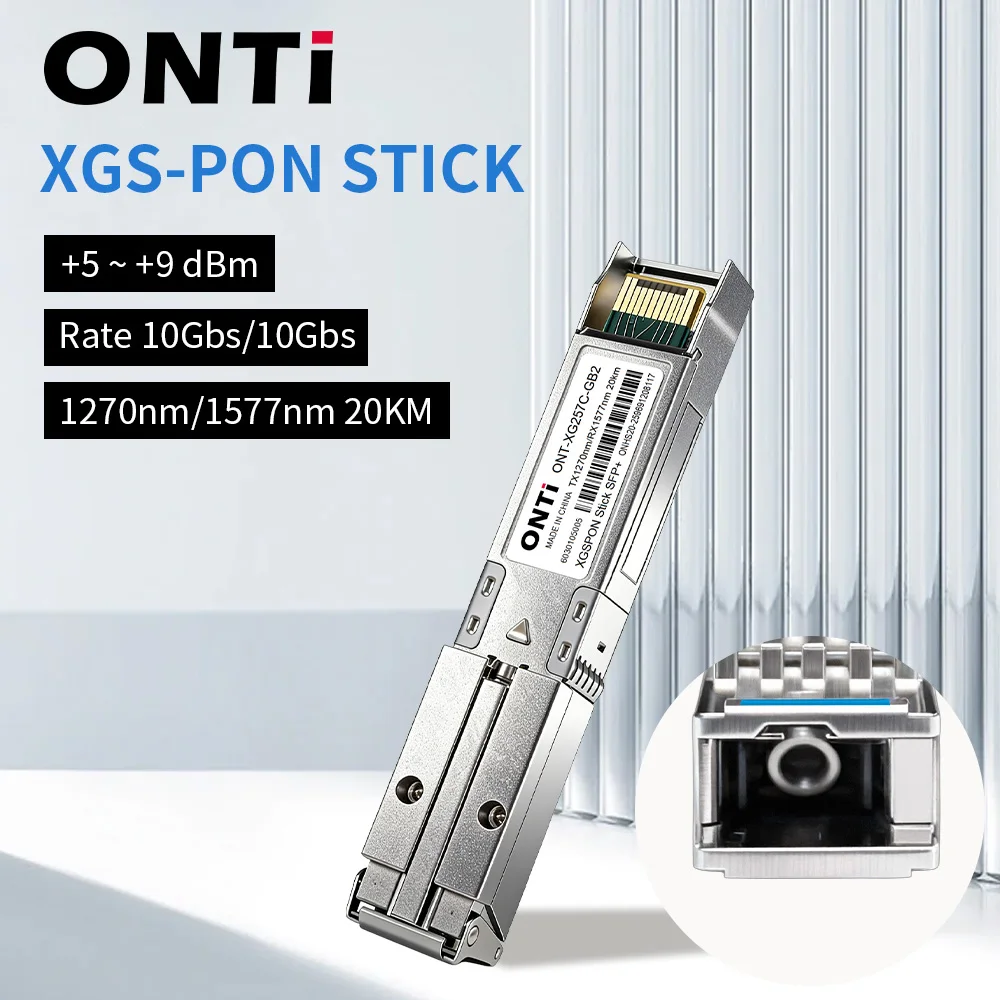 ONTi XGSPON ONU Stick SFP+, Pre-install 8311 Firmware Support IP SN MAC Management, 10Gb/s SC/UPC 1270/1577nm SMF SFP ONT