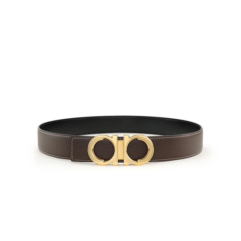 DIMY 2026 new lychee patterned leather belt with cowhide and leather replacement buckle handmade waist belt