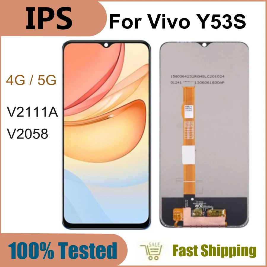 

6.58" For Vivo Y53S LCD V2111A V2058 5G Display Touch Screen Digitizer Assembly for vivo y53s 4G lcd