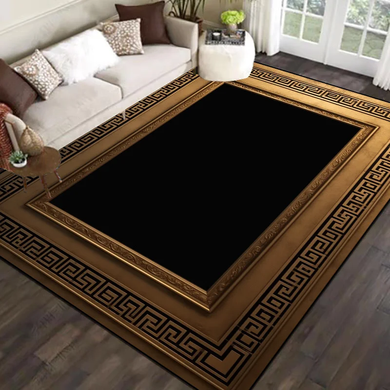 

Black Classical Carpets for Living Room Retro Home Decor Floor Mats Non-slip Lounge Big Size Rugs Washable Bedside Carpet Ковер