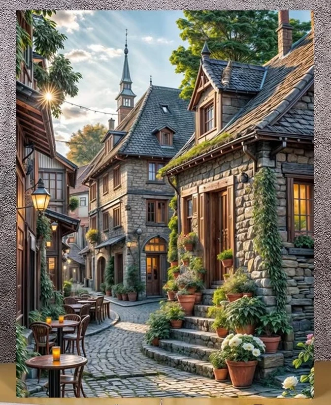 Town Building Landscape 500/1000/1200/2000 PCS Jigsaw Puzzles Family Activity Relaxing Games for Living Room Home Decor Gift