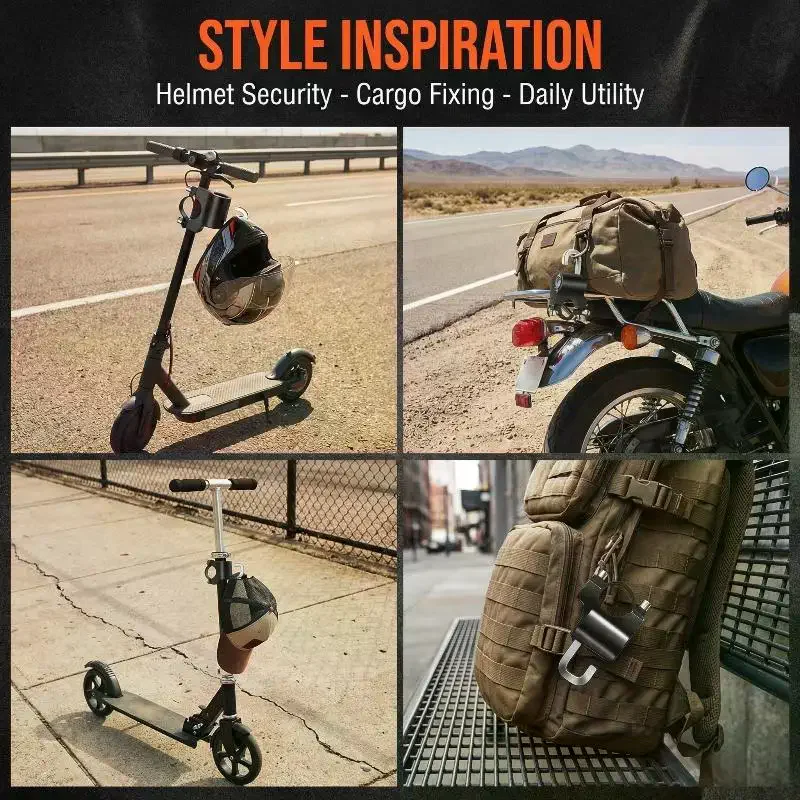1 Set Handlebar Mount Motorcycle Electric Motorbike Universal: Security Metal Lock Anti-theft Helmet 22mm-26mm Keys