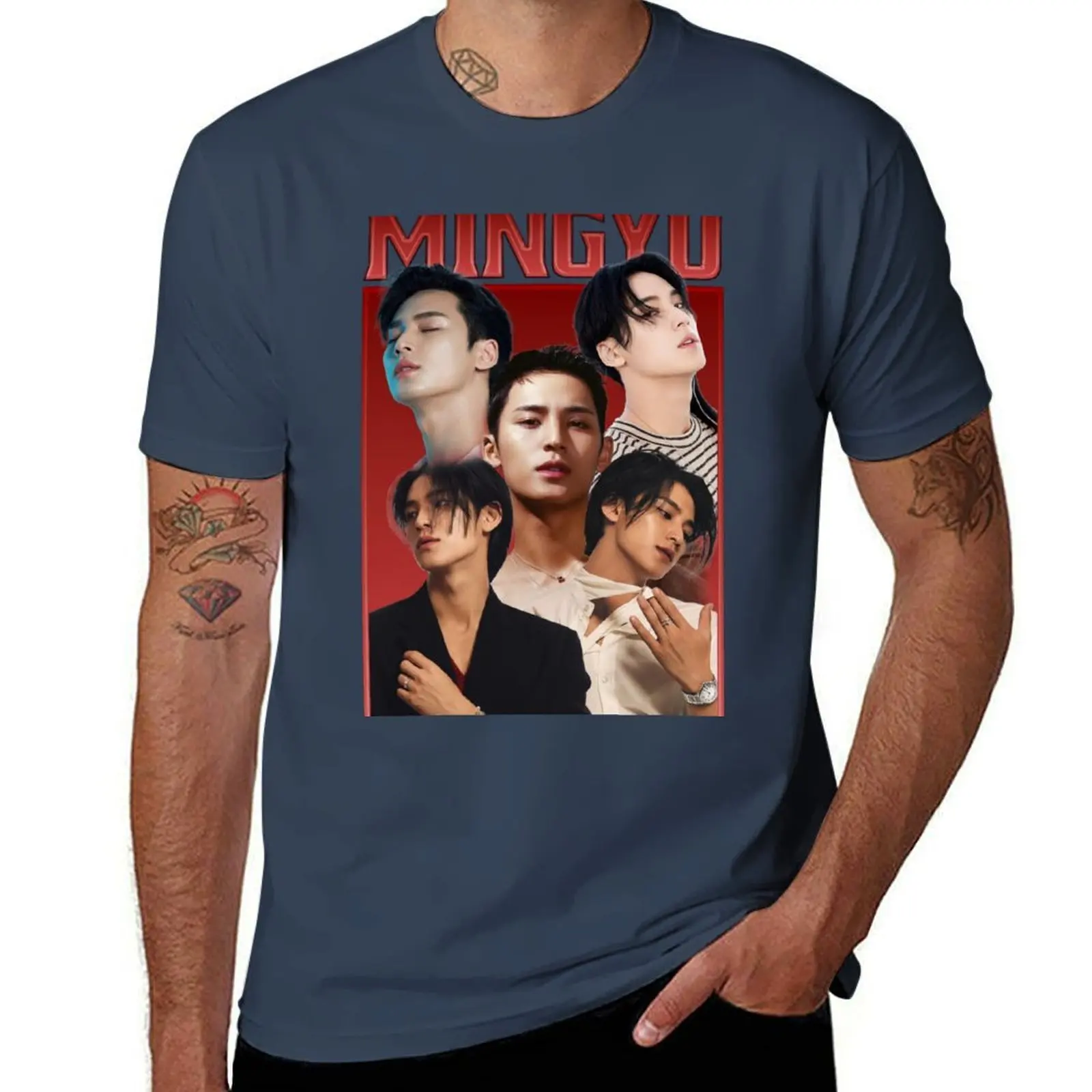 

mingyu vintage bootleg tee T-Shirt Big Size Crew Neck T-Shirt